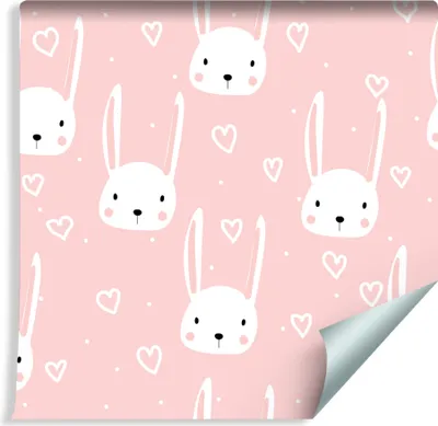 Obrázok produktu pre 10m rolka VLIES WALLPAPER škôlka biela králičie srdcia XXL