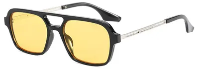 Produktbild von Doppelte, hohle Sonnenbrille, schlichte, modische Retro-Sonnenbrille im quadratischen Stil, aus Polycarbonat
