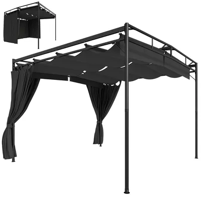 Produktbild von Outsunny Pergola Pavillon 3x3m Wasserabweisend Sonnenschutz mit verstellbar Dach