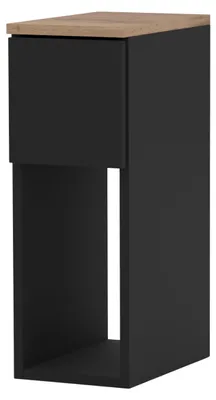 Obrázek produktu pro Úzký noční stolek 20 CM Matná černá / Matná černá / Dub Wotan