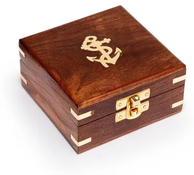 Aufbewahrungsbox Naturholz 11x11x6 cm mit Messingeinlage