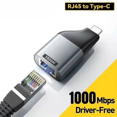 Image de Adaptateur réseau Gigabit Ethernet RJ45 vers Type-C, plug-and-play, compatible avec Windows, Mac OS, Linux et Android.