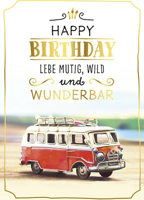Produktbild von Glückwunschkarte Bus Happy Birthday Lebe mutig, wild und wunderbar ca 16,8x11,7cm mit Umschlag