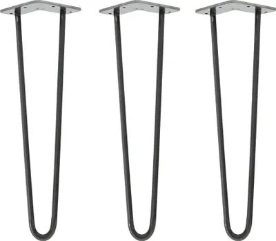 Immagine prodotto di Natural Goods Berlin Gambe HAIRPIN, gambe a forcina, gambe per mobili, gambe per tavoli, antracite industriale, 45 cm, 2 montanti, 3 pezzi