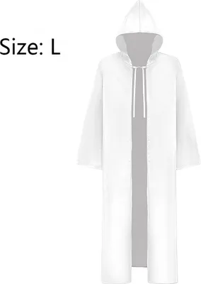 Produktbild von Party Halloween Gothic Cape Cod Kostüm mittelalterliche Kapuze Robe Stoff Halloween Kostüme für Männer und Frauen, Weiß, L