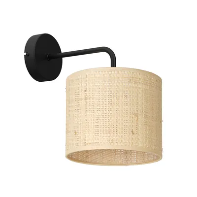 Zdjęcie produktu dla Kinkiet Rattan czarny mat-kremowy 1xE27x15W metal wym:24x18x26cm IP20 Luminex