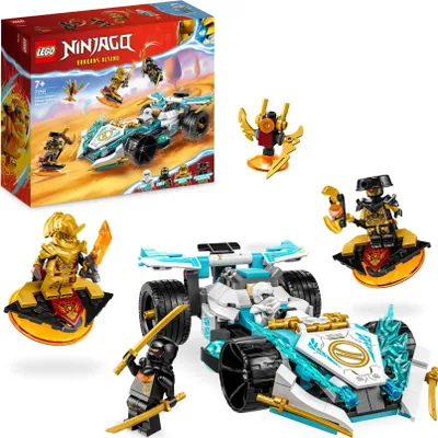 Produktbild von LEGO 71791 NINJAGO Zanes Drachenpower-Spinjitzu-Rennwagen, Spielzeug für Kinder ab 7 Jahren, Jungen & Mädchen, Fahrzeug-Bausatz mit Spinnfunktion und 4 Minifiguren