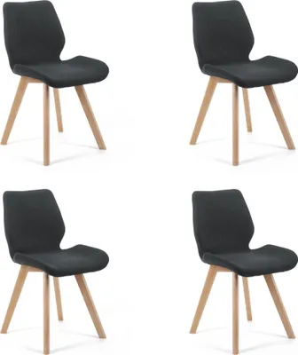 Produktbild von Esszimmerstühle mit Samt 4er Set AKORD SJ.0159  Stuhl aus Velours in Schwarz