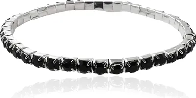 Produktbild von MARTIN1985 Modisches Dehnbares Damen Armband 316L Chirurgenstahl mit schwarzen Kristallen mit Geschenkverpackung