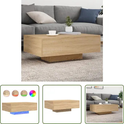 Image de The Living Store Table basse avec lampes LED Chêne Sonoma 85x55x31 cm