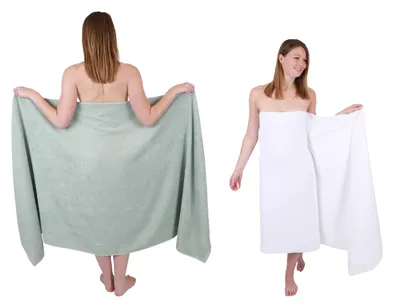 Produktbild von Betz 2 Stück XXL Badetücher 100 x 200 cm BERLIN  Saunatücher 100% Baumwolle Farbe – jade-weiss