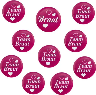 Produktbild von Oblique Unique Button Set JGA Junggesellinnenabschied - 1x Braut / 9x Team Braut