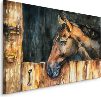Produktbild von Fabelhafte Canvas LEINWAND BILDER 100x70 cm XXL Kunstdruck Tiere Pferd Malerei Gemalt