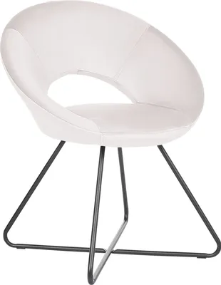 Produktbild von BELIANI Sessel Cremeweiß Samt Rund mit Schwarzem Metallgestell Kufengestell Retro Glamourös Wohnzimmer Schlafzimmer Flur Möbel Ausstattung Sitzmöbel