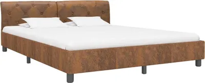 Imagen del producto de Estructura de cama marrón con apariencia de ante, 180 x 200 cm