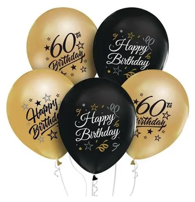 Produktbild von 60. GEBURTSTAG Happy Birthday Ballons Schwarz Gold x5