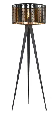 Produktbild von Lindby Stehleuchte Thoralf, Dreibein, schwarz, Textil, Ø50cm