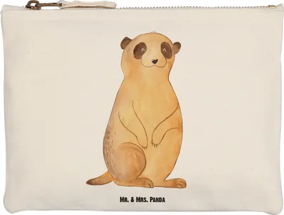 Produktbild von Mr. & Mrs. Panda Kosmetiktasche Erdmännchen Größe M - Weiß - Geschenk, Afrika, Traveling, Federtasche, kosmetiktäschchen, Kulturbeutel, Spruch, Federmappe, Weltreise