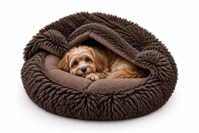 Productafbeelding van Kalmerend kattenbed, klein hondenbed, kattenhol, sofa-bed, 80 cm, bruin