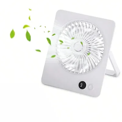 Produktbild von Mini Ventilator USB wiederaufladbar – Leiser Tischventilator mit 5 Stufen, Type-C, tragbar für Büro, Zuhause & unterwegs