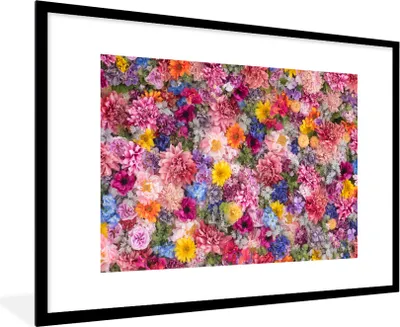 Produktbild von MuchoWow® Gerahmtes Poster Blumen - Farben - Collage 90x60 cm - Poster mit Schwarzem Bilderrahmen Wandposter Rahmen Foto Bilder - Wanddekoration - Fotos