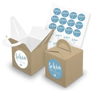 Produktbild von itenga SET 24x Würfelboxen mit Griff Braun (V43) + Motivsticker (M97)