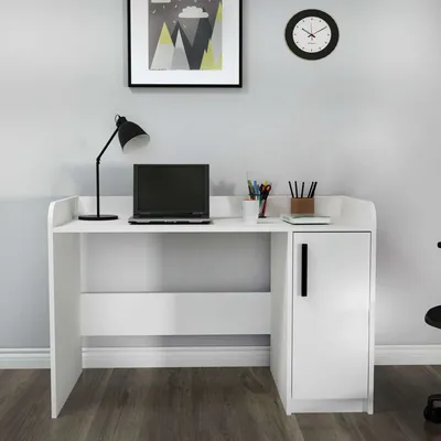 Produktbild von Skye Decor, Luses - White, Schreibtisch, Weiß, 100 % MELAMINBESCHICHTETE SPANPLATTEN, 123,6 x 83 x 60 cm