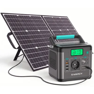 Produktbild von Tragbare Powerstation 350W(700W Spitze) mit 100W Solarpanel,333Wh Power Station Solargenerator Solarspeicher für Camping Reisen Notfälle