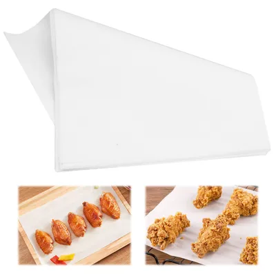 Image de 100 feuilles de papier sulfurisé, 20 x 30 cm, papier pour fromage, papier pour hamburgers, papier antiadhésif pour charcuterie, imperméable, papier résistant à la graisse pour hamburgers, grillades, pâtisserie, sandwichs (blanc)