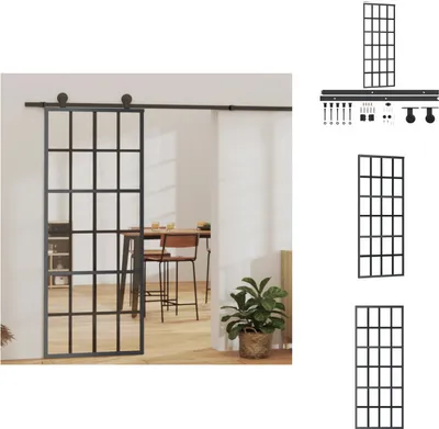 Immagine prodotto di vidaXL Porta scorrevole con raccordo ESG in vetro e alluminio 76x205 cm - Porte