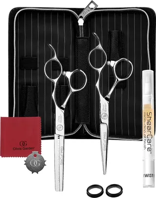 Zdjęcie produktu dla Olivia Garden Silkcut PRO Zestaw 2 nożyczek Silver HS 5,75" + Effili EUR