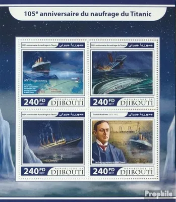 Produktbild von Briefmarken Dschibuti 2017 Mi 1588-1591 Kleinbogen (kompl. Ausg.) postfrisch Titanic