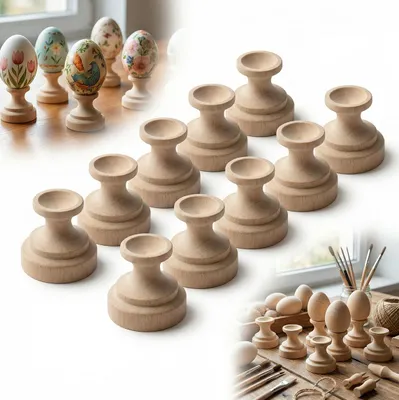 Zdjęcie produktu dla Zestaw 10 szt. DREWNIANYCH PODSTAWEK pod jajko 3,5 cm baza do DECOUPAGE BUK