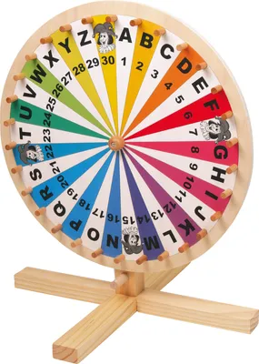 Produktbild von Small Foot Design 6251 Glücksrad aus Holz, mit Zahlen und Buchstaben, bunt