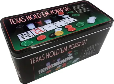 Productafbeelding van Poker set Texas Hold'em, compleet met speelkaarten en chips, 11x11,7x24,1 cm, voor thuisgebruik