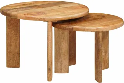 Produktbild von vidaXL Nesting-Couchtische 2 stk. Braun Ø 50 x 40 cm Massivholz Mango
