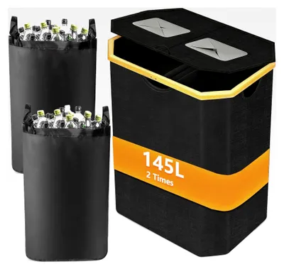 Produktbild von 145 L Pfandflaschen Sammelbehälter mit herausnehmbarer Innentasche, zusammenklappbar, für Küche und Abstellraum