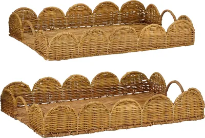 Produktbild von Mica Decorations Eleta Serviertablett - 2er-Set - L50 x B35 x H8 cm - Rattan - Braun