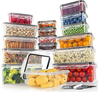 Image de Lot de 16 boîtes de conservation pour la cuisine sans BPA - Boîtes hermétiques pour repas et congélation, idéales pour organiser et conserver vos aliments