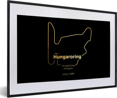 Produktbild von MuchoWow® Gerahmtes Poster Hungaroring - F1 - Rennstrecke 60x40 cm - Poster mit Schwarzem Bilderrahmen Wandposter Rahmen Foto Bilder - Schlafzimmer - Plakat in Rahmen - Drucken