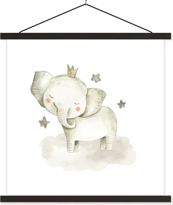 Produktbild von MuchoWow® Textilposter Dschungel - Elefant - Krone 120x120 cm mit schwarzem Rahmen - Aufhängungsset