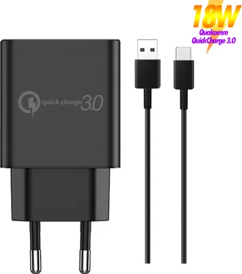 Produktbild von Schnellladegerät  Qualcomm Adapter mit Usb A zu C Kabel für Samsung Galaxy Handys, Smartphone, Galaxy Tab