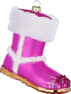 Produktbild von Christbaumschmuck Glas Winterstiefel 9cm pink
