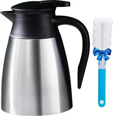 Immagine prodotto di Caraffa termica per caffè da 1000 ml, caraffa in acciaio inossidabile con isolamento sottovuoto, caraffe per caffè e tè caldi, mantiene la bevanda calda per 12/24 ore