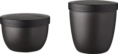 Produktbild von Mepal - Snackpot Duo Pack Ellipse - Praktischer Behälter zur Aufbewahrung & für Transport von Lebensmittel - Tiefkühltauglich - Spülmachinenfest - Nordic Black