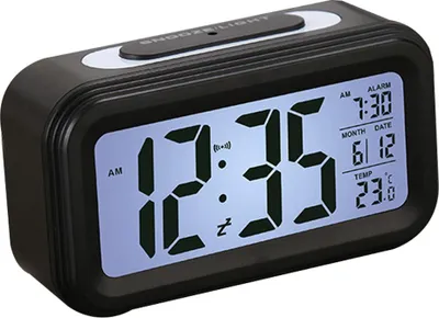 Produktbild von Elektronischer digitaler Wecker mit großem LCD-Display, Hintergrundbeleuchtung, Kalender und Temperaturanzeige,black
