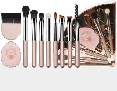 Produktbild von INF Tragbares Make-up Pinsel Set - 10-teiliges Faltbares Reise Set