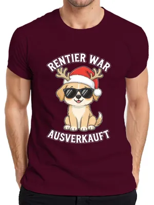 Zdjęcie produktu dla Reindeer Was Sold Out Dog Sunglasses Christmas Śmieszna koszulka męska, bordowy, 3XL