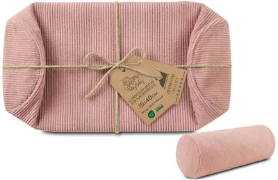 Obrázek produktu pro Povlak na válec pod krk manšestr bez výplně snímatelný 40x16 cm Růžová