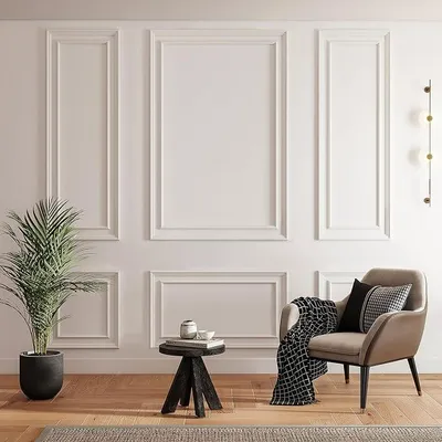 Productafbeelding van Wandpaneelset voor het aanbrengen en bevestigen, bestaande uit 6 losse, lineaire panelen, een voorgesneden wandplint, klaar om te monteren. 3D-wandbekleding, decoratielijst voor binnendecoratie, geschikt voor de woonkamer